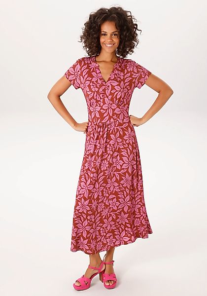 Aniston CASUAL Sommerkleid mit trendfarbenem, grafischen Blumendruck - NEUE günstig online kaufen