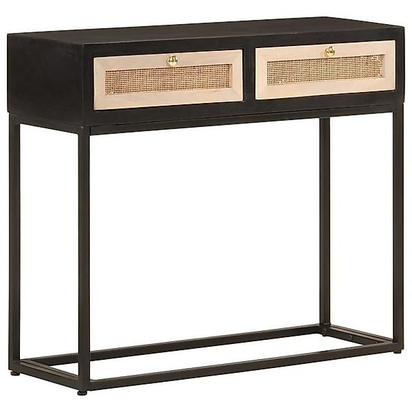 vidaXL Fächerschrank Konsolentisch Schwarz 90x30x76 cm Massivholz und Eisen günstig online kaufen