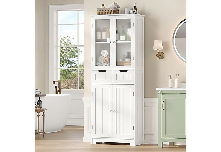 HOMECHO Hochschrank Badschrank mit 4 Türen 2 Schubladen für Küche, Bad, Wei günstig online kaufen