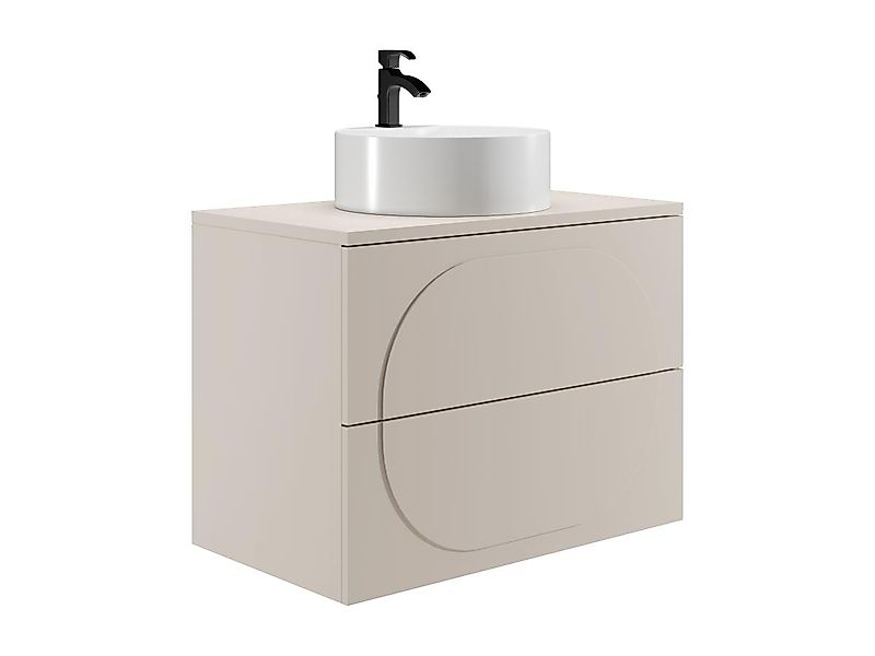 Badmöbel Hängeschrank + Aufsatzwaschbecken rund - Beige - 80 cm - VUTOMA günstig online kaufen