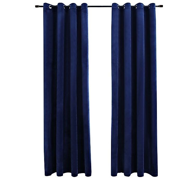 vidaXL Vorhang Verdunkelungsvorhänge mit Ösen 2 Stk. Samt Dunkelblau 140x24 günstig online kaufen