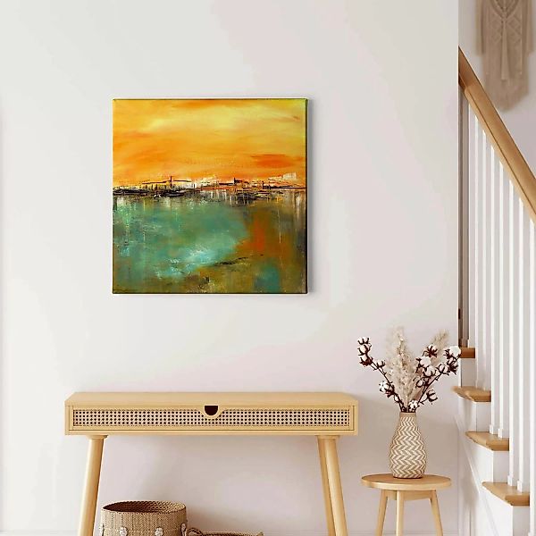 Bricoflor Meer Bild Im Gemälde Stil Kunstdruck Leinwand Bild In Orange Und günstig online kaufen