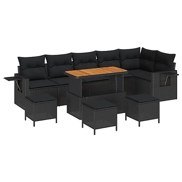 vidaXL Garten-Sofa-Set mit Speicher 10-Tlg Schwarz Poly Rattan 3363719 günstig online kaufen