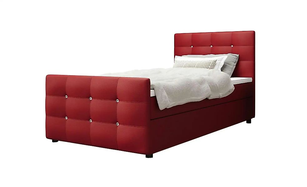 Boxbett mit Stauraum  Matratze H3 und Topper Kleo ¦ rot ¦ Maße (cm): B: 90 günstig online kaufen