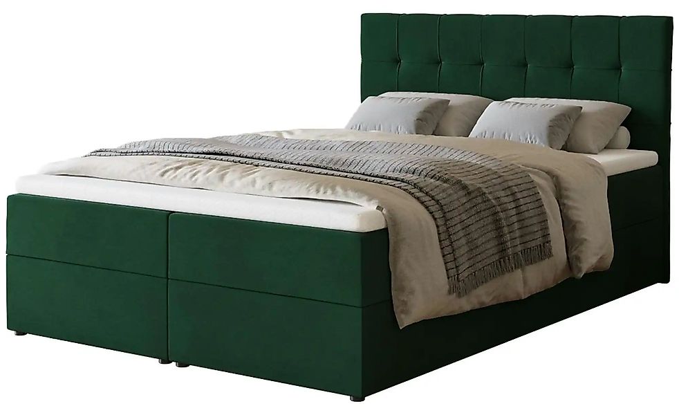 Boxbett mit Bettkasten und Topper Dartford ¦ grün ¦ Maße (cm): B: 140 H: 10 günstig online kaufen