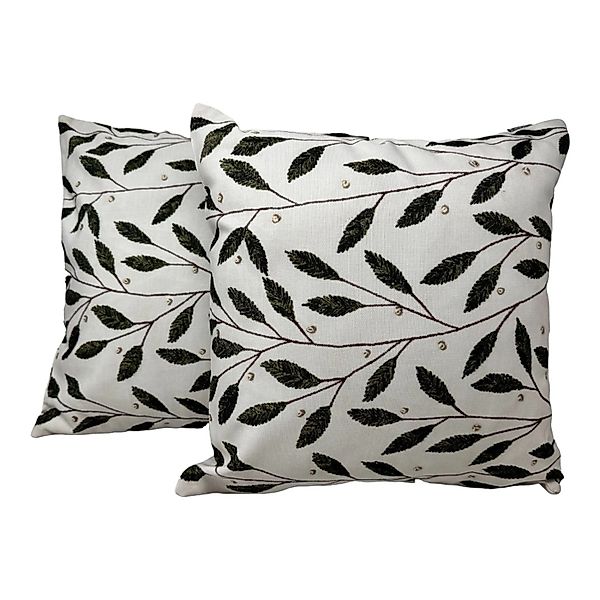 Jet-Line Outdoor Dekokissen 2er Set Olivenblätter Creme/Bunt 40 x 40 cm günstig online kaufen