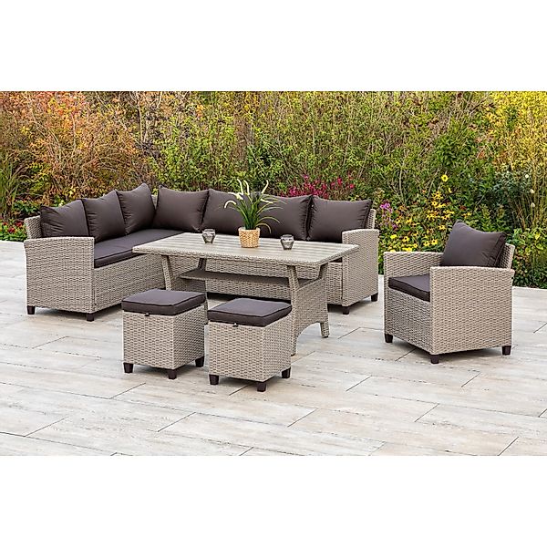 MERXX Garten-Essgruppe "Palma", (5 tlg., 1x Eckbank, 1x Sessel, 2x Hocker, günstig online kaufen
