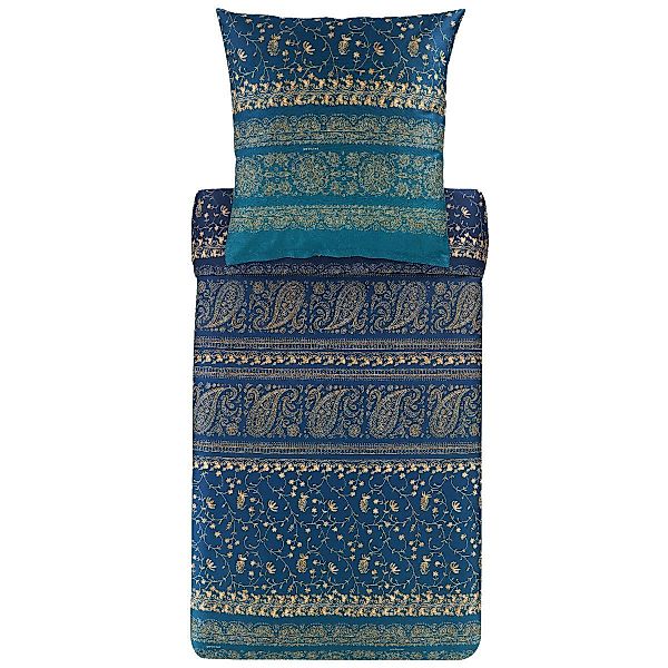 Bettwäsche Bassetti Mako Satin Brenta B1 Paisley Blau Gold 155x220 günstig online kaufen