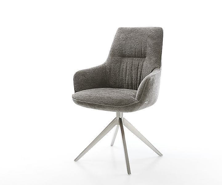 Drehstuhl Zelia-Flex mit Armlehnen Bouclé Soft Schlamm Kreuzgestell breit E günstig online kaufen