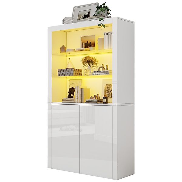 OKWISH Vitrine Hochglanz-Aufbewahrungsschrank (Sideboard, Wohnzimmerschrank günstig online kaufen