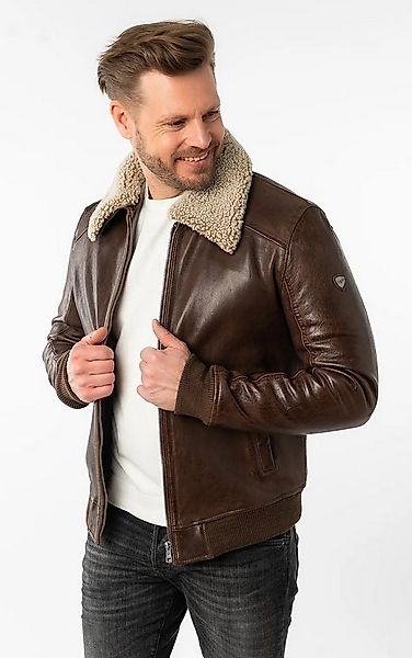 Mauritius Lederjacke MMBrovig aus Lammleder gefüttert mit Fellkragen günstig online kaufen