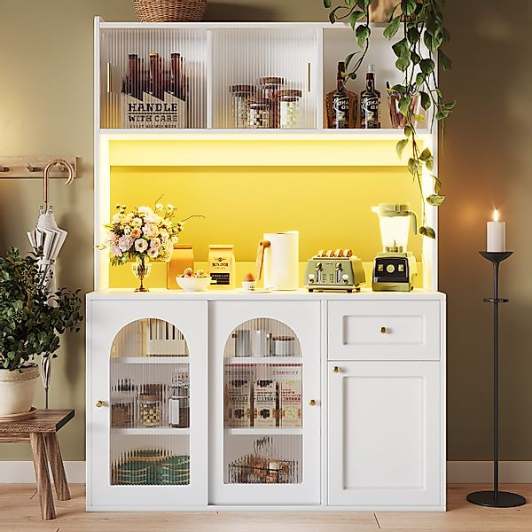Flieks Küchenbuffet mit LED-Beleuchtung, Glas-Schiebetüren und günstig online kaufen