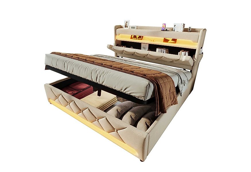 BlingBin Polsterbett Boxspringbett Stauraumbett (1-tlg., Einzelbett 140×200 günstig online kaufen