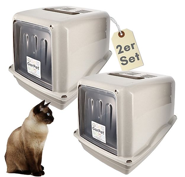 GarPet Katzentoilette 2er Set Katzenklo mit Deckel XXL große Katzen Toilett günstig online kaufen