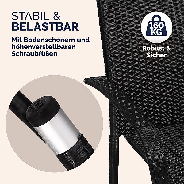Casaria Gartenstuhl, Stapelbar Wetterfest Polyrattan Outdoor günstig online kaufen