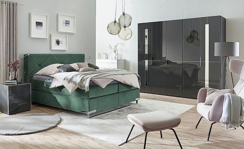 Musterring Boxspringbett Premiumversion Dubai ¦ grün ¦ Maße (cm): B: 177 H: günstig online kaufen