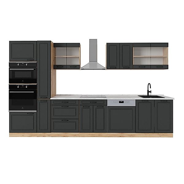 Vicco Küchenzeile R-Line, Anthrazit Landhaus/Goldkraft Eiche, günstig online kaufen