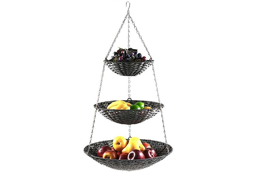 maDDma Hängekorb Hänge-Etagere aus Polyrattan Etagen, 3 Etagen - Grautöne günstig online kaufen