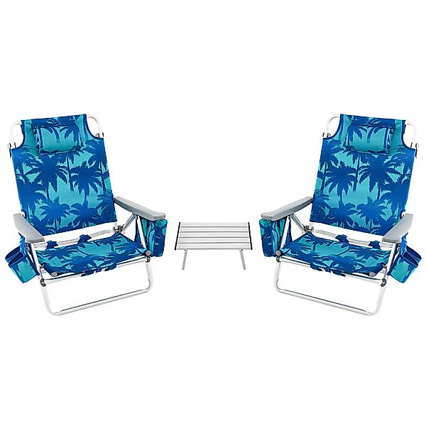 COSTWAY Campingstuhl Strandstühle mit Tisch (3 günstig online kaufen