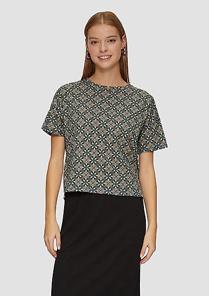QS Kurzarmshirt Verkürztes T-Shirt mit All-over-Print günstig online kaufen