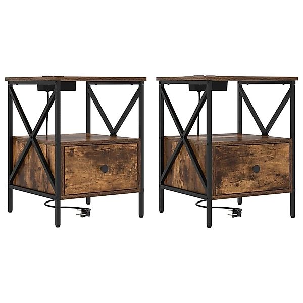 vidaXL Nachttisch Räuchereiche 41,5 x 40,5 x 55 cm Holzwerkstoff 859555 günstig online kaufen