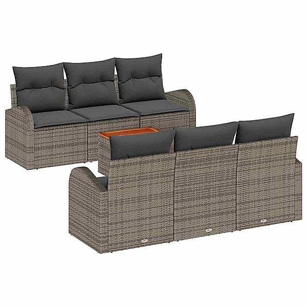 vidaXL Garten-Sofa-Set 7-Tlg Grau Poly Rattan 3347524 günstig online kaufen