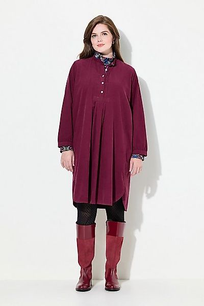 Ulla Popken Midikleid Cordkleid Stehkragen Biesen Zierfalten Langarm günstig online kaufen