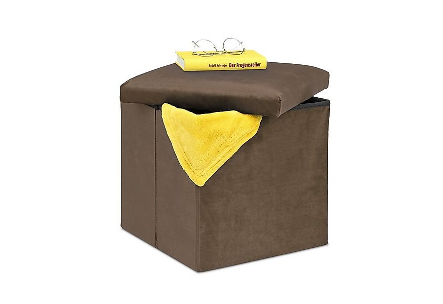relaxdays Stauraumhocker Sitzhocker mit Stauraum, braun günstig online kaufen