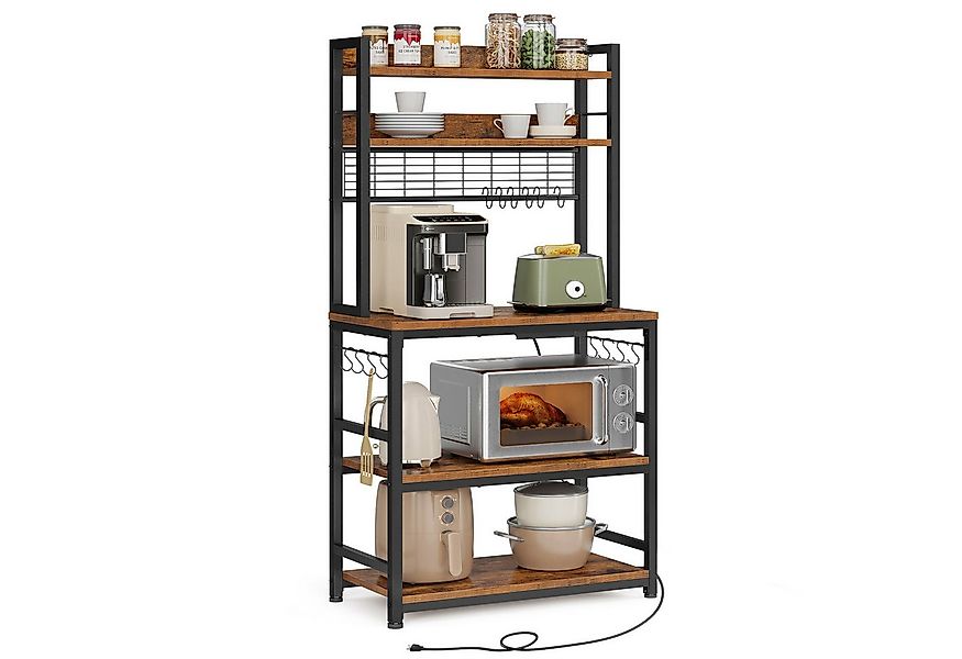 VASAGLE Standregal, Küchenregal mit Steckdosen, 14 Haken, 40 x 80 x 170 cm günstig online kaufen