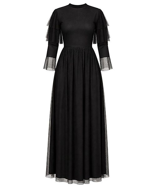 Modavitrini Tüllkleid Abendkleid Maxikleid aus gepunktetem Tüll langarm fes günstig online kaufen