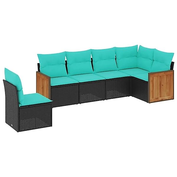 vidaXL 6-Tlg Gartensofa-Set mit Kissen Schwarz Polyrattan 3227695 günstig online kaufen