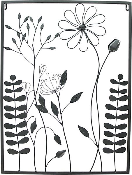 Dekoleidenschaft Metallbild 3D Wandbild "Black Flowers" günstig online kaufen