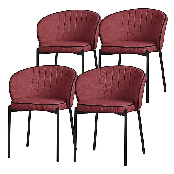 ML-Design Esszimmerstühle 4Er Set Rot mit Stoffbezug & Metallbeinen günstig online kaufen
