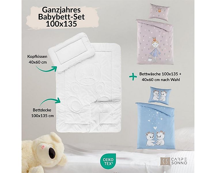 Carpe Sonno Kinderbettdecke + Kopfkissen + Bettwäsche 100x135 40x60 Baby Sä günstig online kaufen