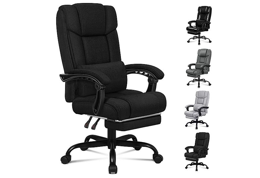 ALFORDSON Bürostuhl mit Fußstütze und XL-Lendenkissen, 150° neigbar, Schwar günstig online kaufen
