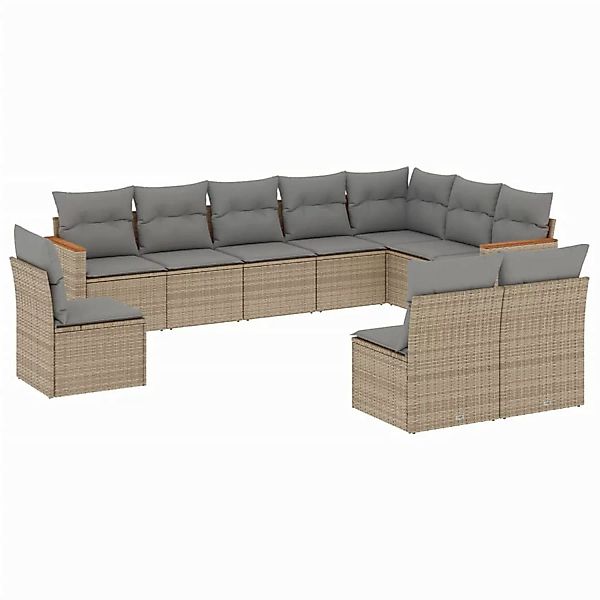 vidaXL 10-tlg Garten-Sofagarnitur mit Kissen Beige Poly Rattan Modell 169 günstig online kaufen