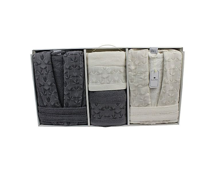 alesvelt Unisex-Bademantel Wellness Set 6 teilig aus Baumwolle, 2x Bademant günstig online kaufen