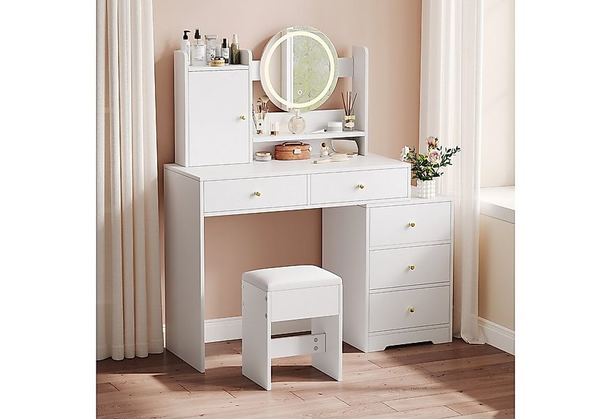i@home Schminktisch mit LED, Spiegel & Steckdosen, Weiß, 90×40×132 cm, inkl günstig online kaufen