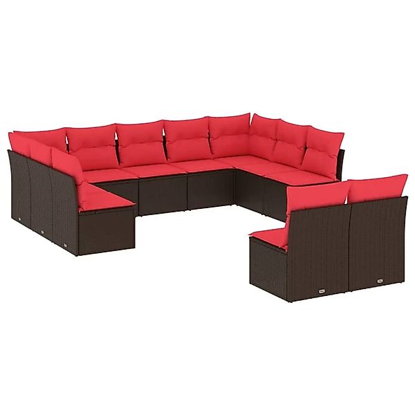 vidaXL 11-Tlg Gartensofa-Set mit Kissen Braun Polyrattan 3218354 günstig online kaufen