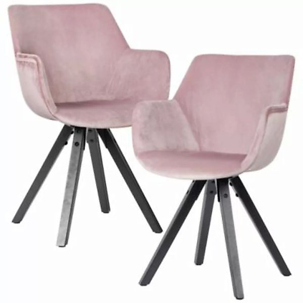 FineBuy 2er Set Esszimmerstuhl Samt 40 x 42 cm Sitzfläche rosa günstig online kaufen