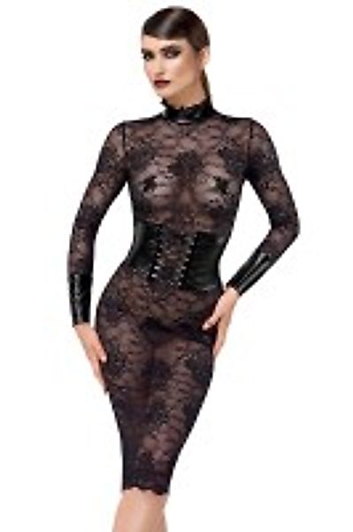 Halblanges Kleid aus Spitze mit integriertes Korsett - Schwarz günstig online kaufen