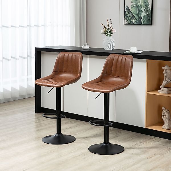 HOMCOM 2er Set Barhocker Höhenverstellbare Tresenhocker Kunstleder Bistroho günstig online kaufen