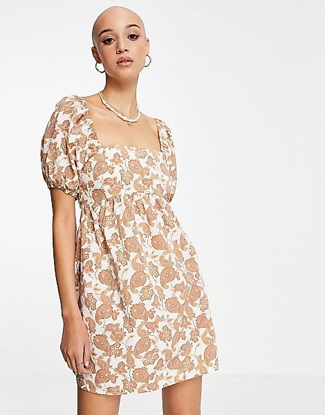 Miss Selfridge – Babydoll-Kleid mit Schleife am Rücken und Paisley-Muster-M günstig online kaufen