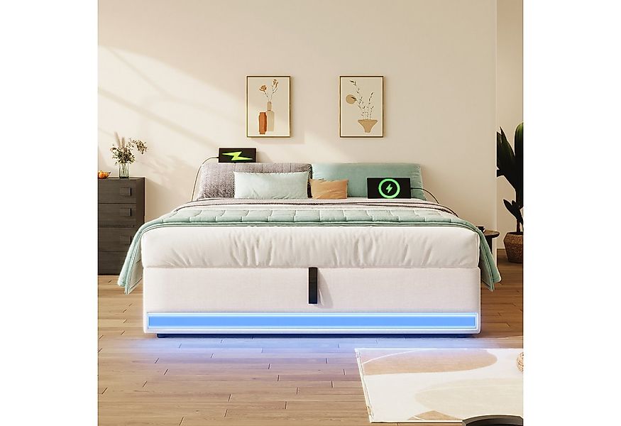 TavilaEcon Boxspringbett Polsterbett, Fernbedienbare LED-Leiste, mit USB un günstig online kaufen