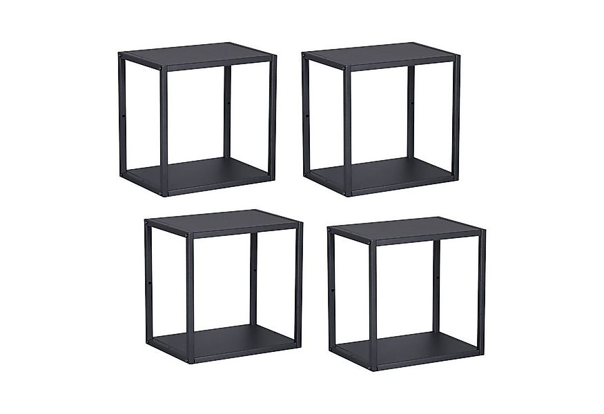 en.casa Wandregal, Set 4-tlg., »Nostened« quadratisch Stahl Schwarz günstig online kaufen