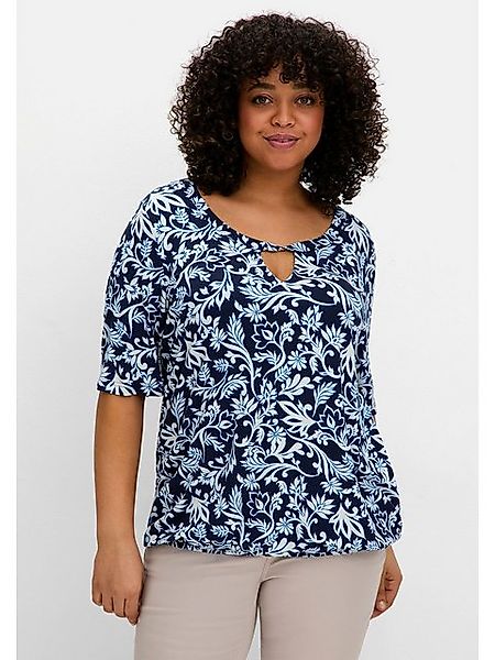 Sheego T-Shirt Große Größen mit Alloverprint und Cut-out vorn günstig online kaufen