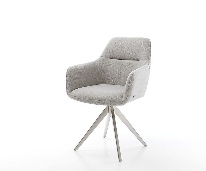 DELIFE Polsterstuhl Pejo-Flex, Kreuzgestell kantig Edelstahl Stripes Hellgr günstig online kaufen