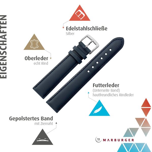 MARBURGER Uhrenarmband 22mm Leder günstig online kaufen