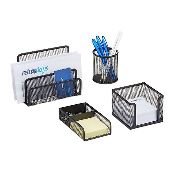 relaxdays Schreibtischaufsatz Schreibtisch Organizer Set 4-teilig, günstig online kaufen