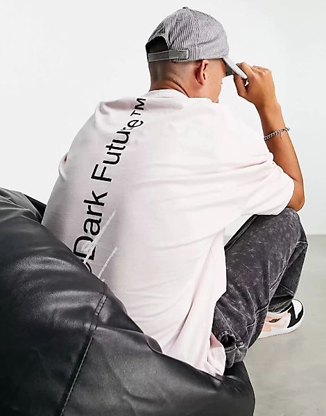ASOS Dark Future – Oversize-T-Shirt aus Bio-Baumwolle in Rosa mit Logoprint günstig online kaufen